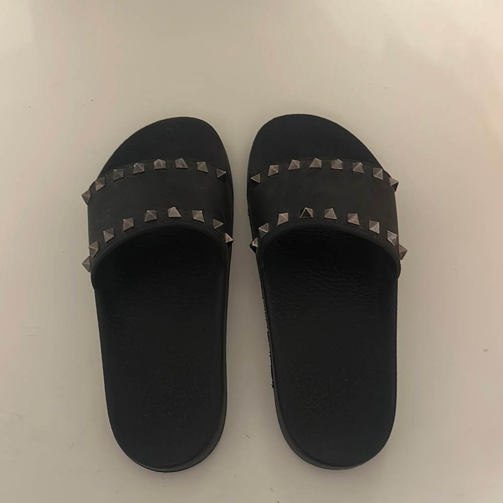 Valentino Rockstud Rubber Slider Sandal